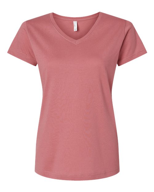LAT Women's Fine Jersey V-Neck Tee 3507 Mauvelous