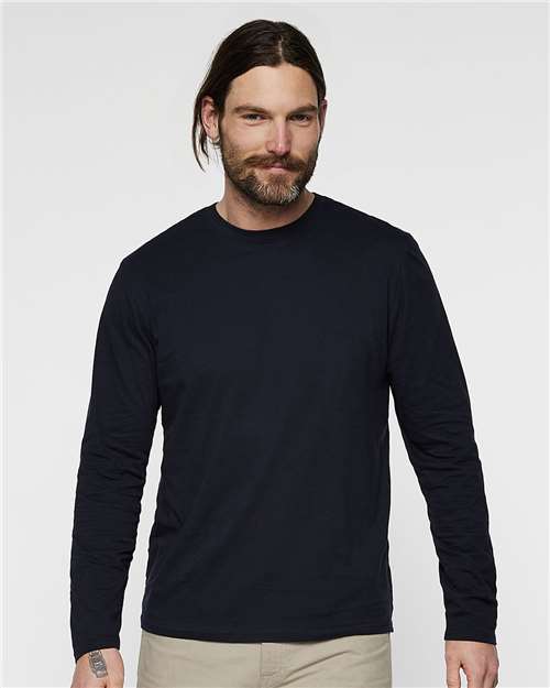 Custom Embroidered  LAT Fine Jersey Long Sleeve Tee 6918 Navy