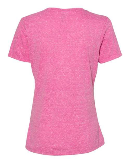 JERZEES Women's Snow Heather Jersey V-Neck T-Shirt 88WVR Custom Embroidered Business Logo