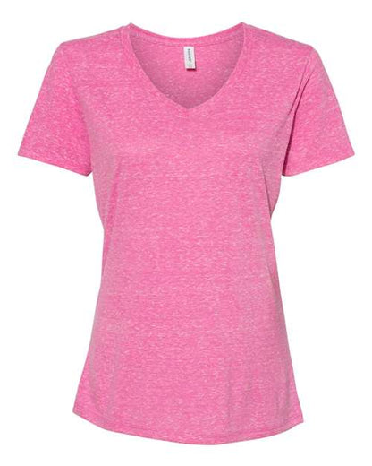 JERZEES Women's Snow Heather Jersey V-Neck T-Shirt 88WVR Custom Embroidered Business Logo