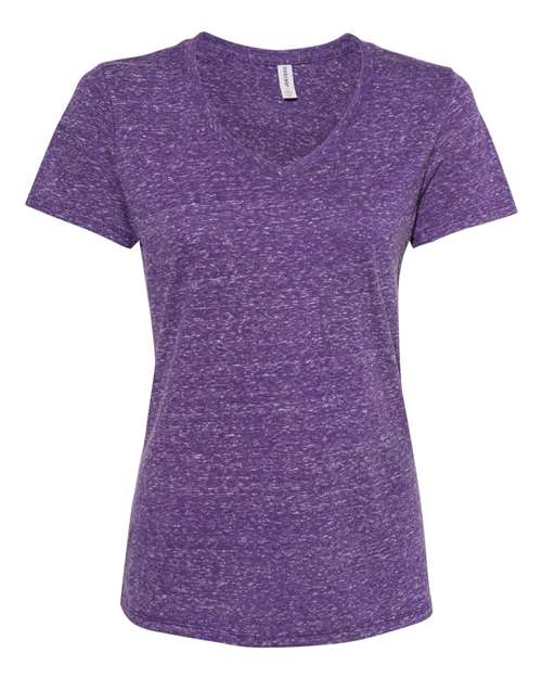 JERZEES Women's Snow Heather Jersey V-Neck T-Shirt 88WVR Custom Embroidered Business Logo