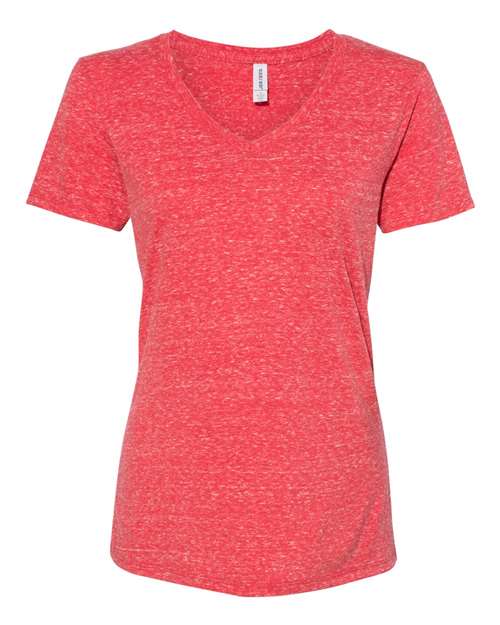 JERZEES Women's Snow Heather Jersey V-Neck T-Shirt 88WVR Custom Embroidered Business Logo