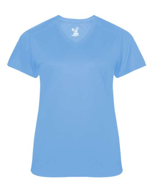 Custom EmbroideredBadger Women's Ultimate SoftLock V-Neck T-Shirt 5874 Columbia Blue