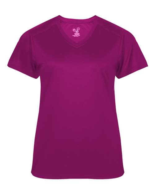 Custom EmbroideredBadger Women's Ultimate SoftLock V-Neck T-Shirt 5874 Hot Pink