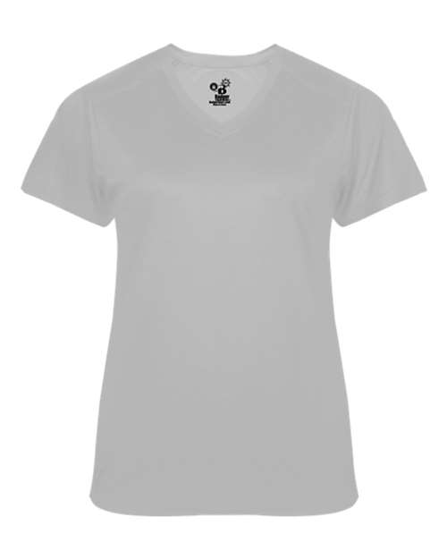 Custom EmbroideredBadger Women's Ultimate SoftLock V-Neck T-Shirt 5874 Silver