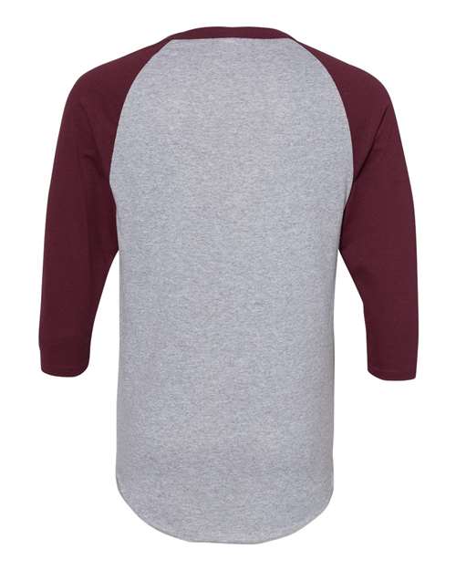 Augusta Sportswear Three-Quarter Raglan Sleeve Baseball Jersey 4420 Athletic Heather/ Maroon