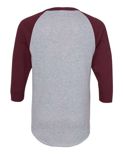 Augusta Sportswear Three-Quarter Raglan Sleeve Baseball Jersey 4420 Athletic Heather/ Maroon