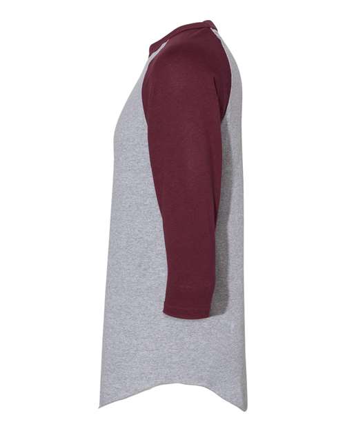 Augusta Sportswear Three-Quarter Raglan Sleeve Baseball Jersey 4420 Athletic Heather/ Maroon
