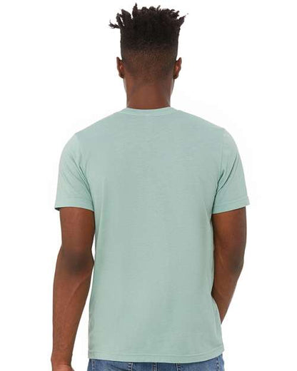 BELLA + CANVAS Triblend Tee 3413 Dusty Blue Triblend Custom Embroidered Business Logo