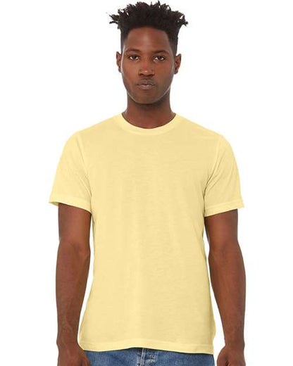 Custom Embroidered  BELLA + CANVAS Triblend Tee 3413 Pale Yellow Triblend