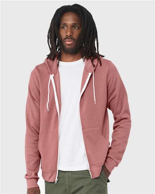 BELLA + CANVAS Sponge Fleece Full-Zip Hoodie 3739 Heather Mauve