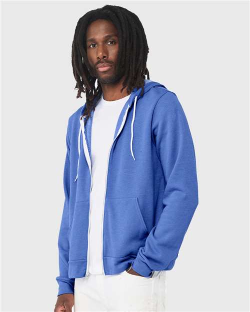 BELLA + CANVAS Sponge Fleece Full-Zip Hoodie 3739 Heather Columbia Blue