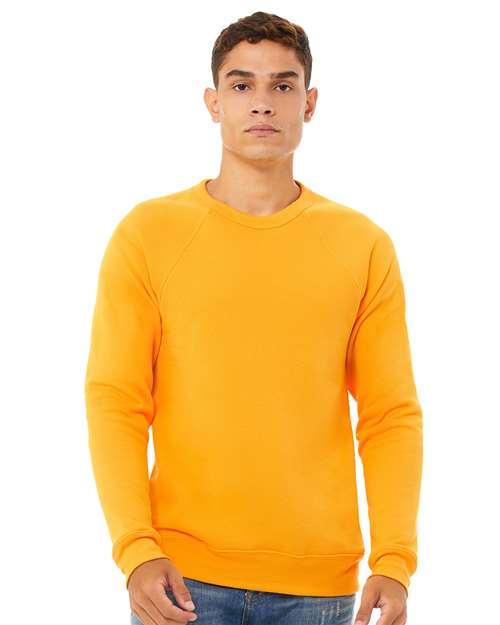 Custom Embroidered  BELLA + CANVAS Sponge Fleece Raglan Crewneck Sweatshirt 3901 Gold