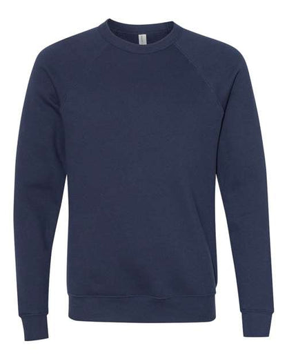 BELLA + CANVAS Sponge Fleece Raglan Crewneck Sweatshirt 3901 Custom Embroidered Business Logo