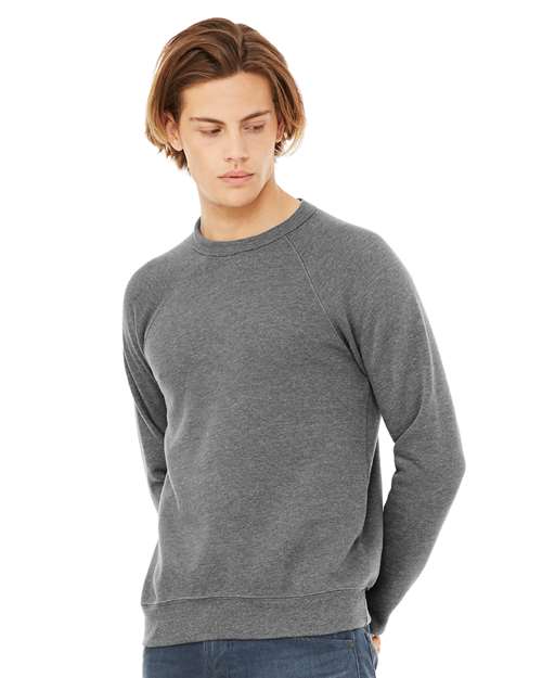 Custom Embroidered  BELLA + CANVAS Sponge Fleece Raglan Crewneck Sweatshirt 3901 Deep Heather