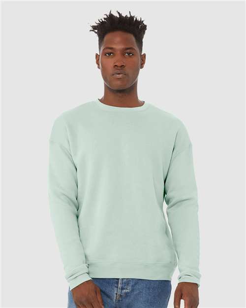 Custom Embroidered  BELLA + CANVAS Sponge Fleece Drop Shoulder Crewneck Sweatshirt 3945 Dusty Blue