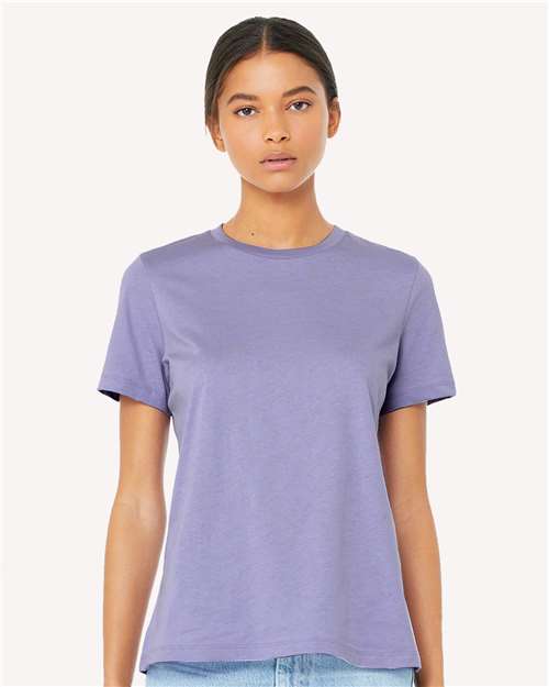 Custom Embroidered  BELLA + CANVAS Women’s Relaxed Jersey Tee 6400 Dark Lavender