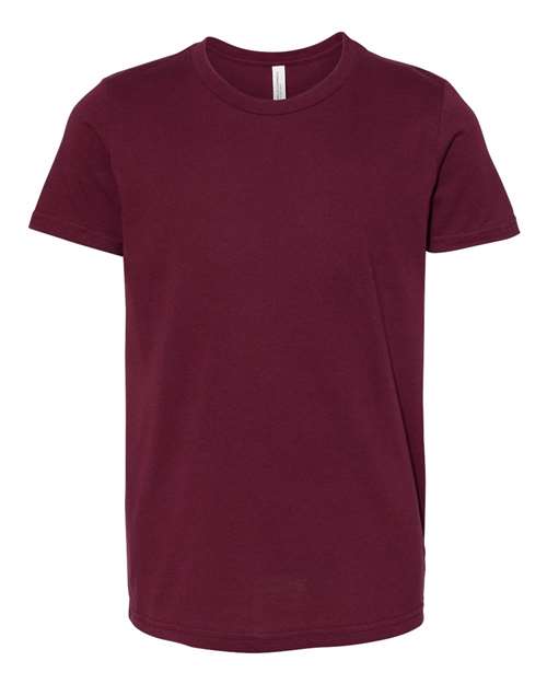 BELLA + CANVAS Youth Jersey Tee 3001Y Maroon Custom Embroidered Business Logo