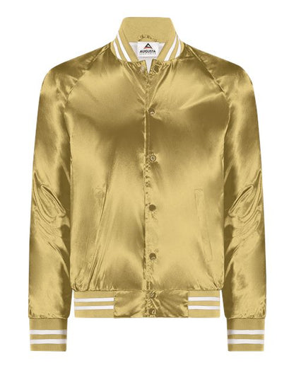 Augusta Sportswear Satin Baseball Jacket Striped Trim 3610