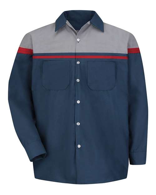 Red Kap Performance Tech Long Sleeve Shirt SP14AC Custom Embroidered Business Logo