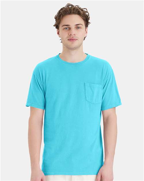 Custom Embroidered  ComfortWash by Hanes Garment-Dyed Pocket T-Shirt GDH150 Freshwater