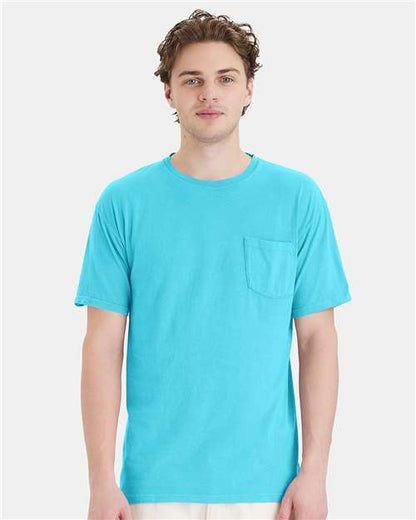 Custom Embroidered  ComfortWash by Hanes Garment-Dyed Pocket T-Shirt GDH150 Freshwater
