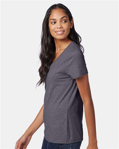 Hanes Perfect-T Women’s V-Neck T-Shirt S04V Charcoal Heather