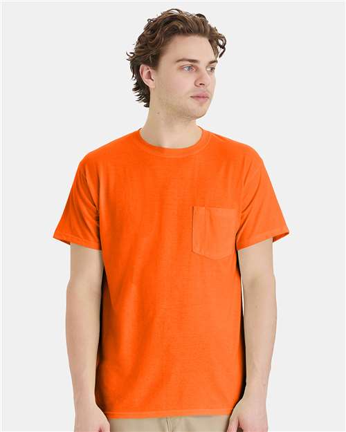 Custom Embroidered  Hanes Workwear Pocket T-Shirt W110  