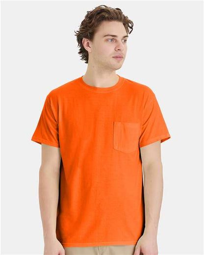 Custom Embroidered  Hanes Workwear Pocket T-Shirt W110  