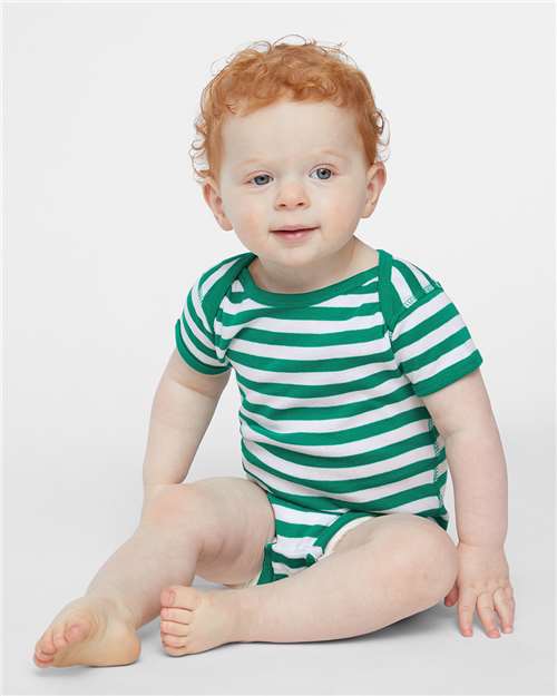 Rabbit Skins Infant Baby Rib Bodysuit 4400 Kelly/ White Stripe