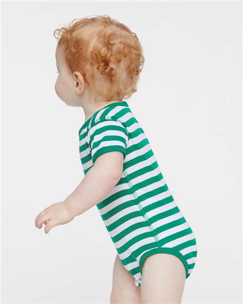 Rabbit Skins Infant Baby Rib Bodysuit 4400 Kelly/ White Stripe