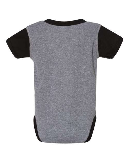 Rabbit Skins Infant Baby Rib Bodysuit 4400 Granite Heather/ Black
