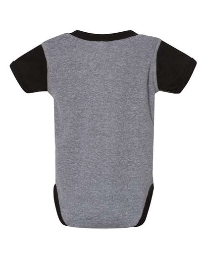 Rabbit Skins Infant Baby Rib Bodysuit 4400 Granite Heather/ Black