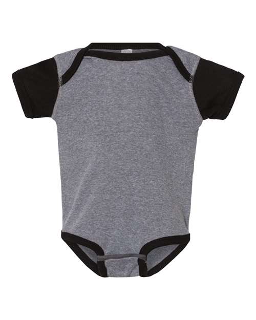 Rabbit Skins Infant Baby Rib Bodysuit 4400 Granite Heather/ Black