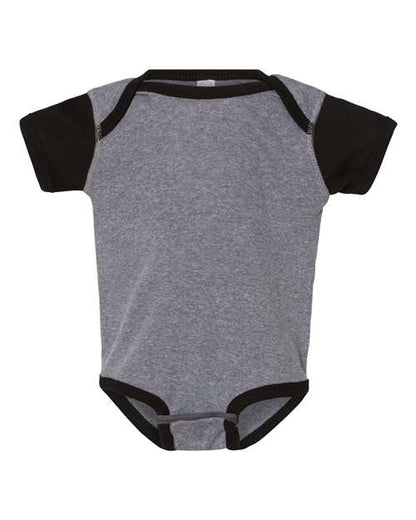 Rabbit Skins Infant Baby Rib Bodysuit 4400 Granite Heather/ Black