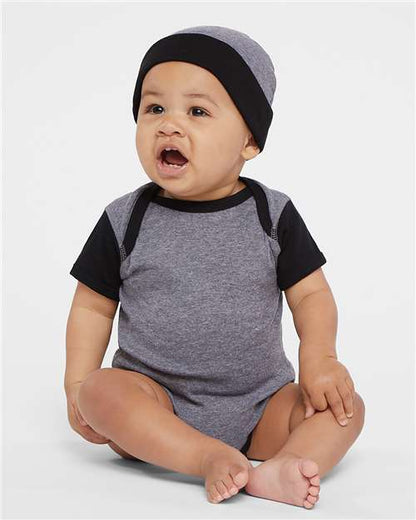 Rabbit Skins Infant Baby Rib Bodysuit 4400 Granite Heather/ Black