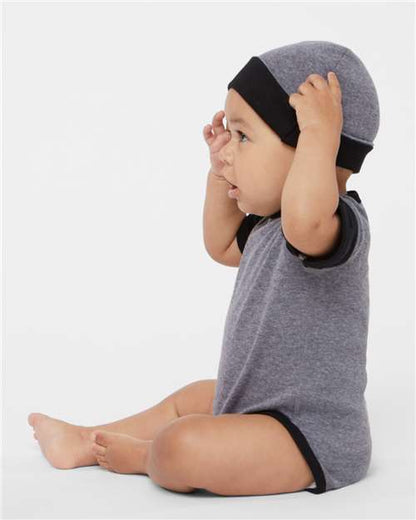 Rabbit Skins Infant Baby Rib Bodysuit 4400 Granite Heather/ Black