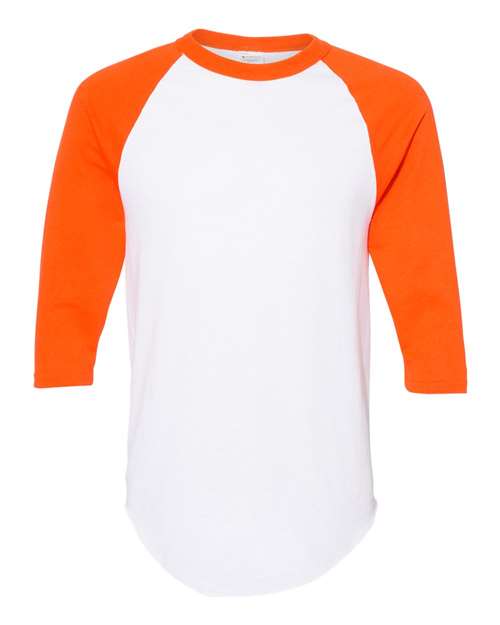 Augusta Sportswear Three-Quarter Raglan Sleeve Baseball Jersey 4420 White/ Orange