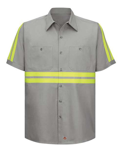 Red Kap Enhanced Visibility Short Sleeve Cotton Work Shirt SC40E Custom Embroidered Business Logo