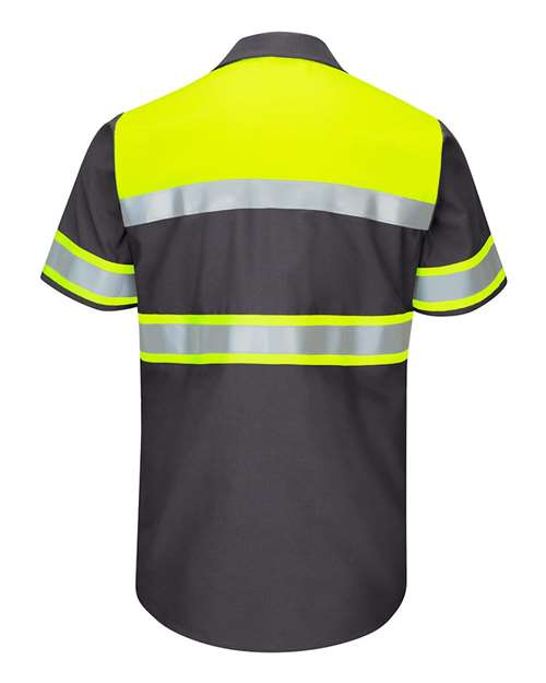 Red Kap Hi-Visibility Colorblock Ripstop Short Sleeve Work Shirt - Tall Sizes SY80T Custom Embroidered Business Logo