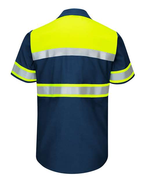 Red Kap Hi-Visibility Colorblock Ripstop Short Sleeve Work Shirt - Tall Sizes SY80T Custom Embroidered Business Logo