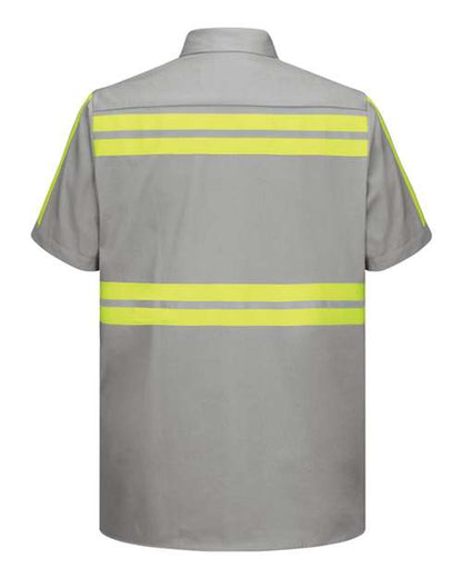 Red Kap Enhanced Visibility Short Sleeve Cotton Work Shirt SC40E Custom Embroidered Business Logo