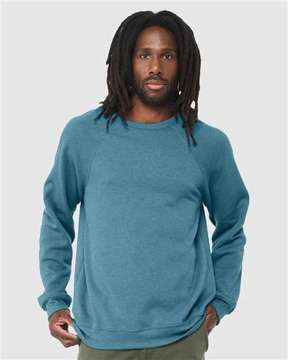 Custom Embroidered  BELLA + CANVAS Sponge Fleece Raglan Crewneck Sweatshirt 3901 Heather Deep Teal