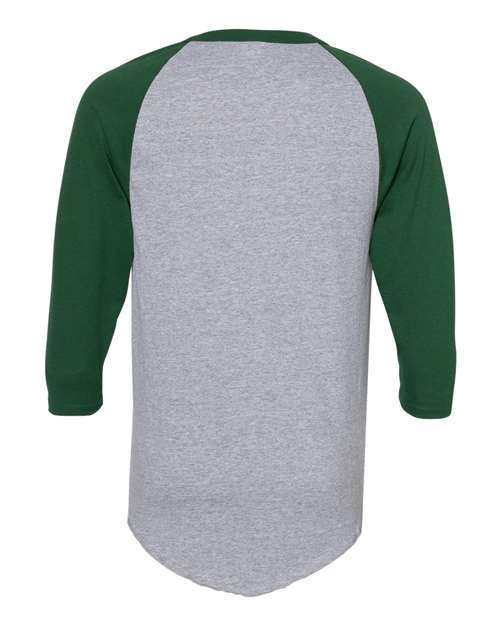 Augusta Sportswear Three-Quarter Raglan Sleeve Baseball Jersey 4420 Athletic Heather/ Dark Green
