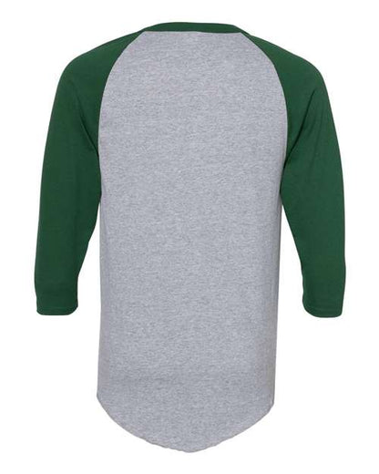 Augusta Sportswear Three-Quarter Raglan Sleeve Baseball Jersey 4420 Athletic Heather/ Dark Green