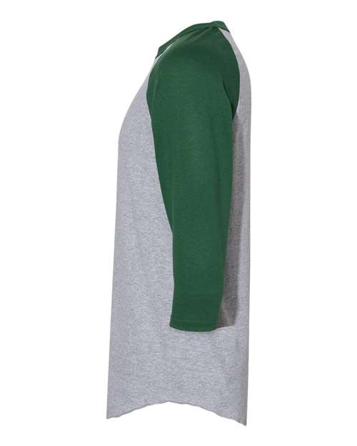 Augusta Sportswear Three-Quarter Raglan Sleeve Baseball Jersey 4420 Athletic Heather/ Dark Green