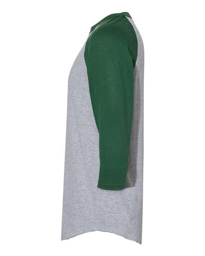 Augusta Sportswear Three-Quarter Raglan Sleeve Baseball Jersey 4420 Athletic Heather/ Dark Green