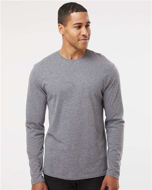 Custom Embroidered  LAT Fine Jersey Long Sleeve Tee 6918 Granite Heather