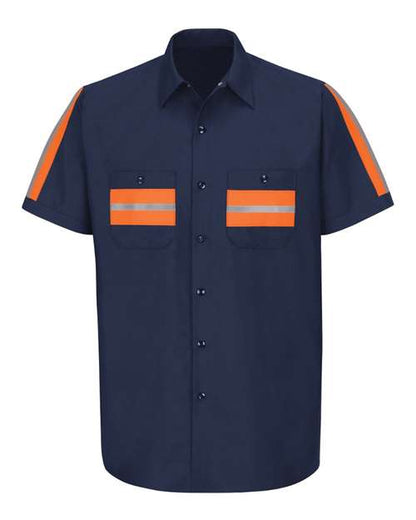 Red Kap Enhanced Visibility Industrial Work Shirt - Tall Sizes SP24ET Custom Embroidered Business Logo