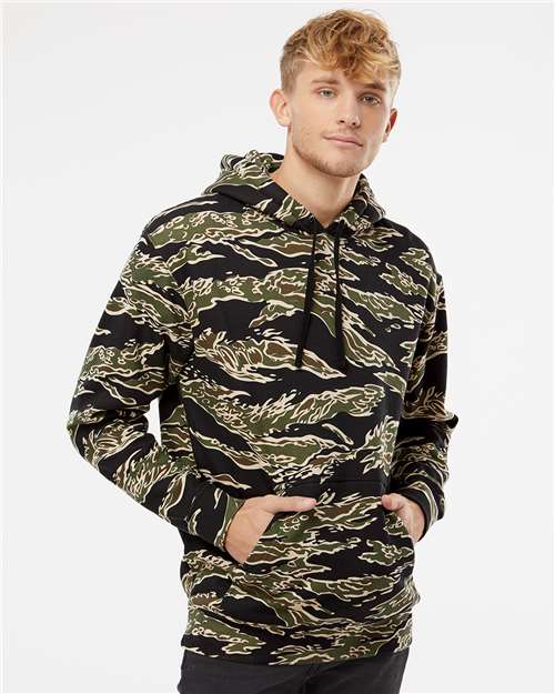 Custom Embroidered  Independent Trading Co. Heavyweight Hooded Sweatshirt IND4000 Tiger Camo